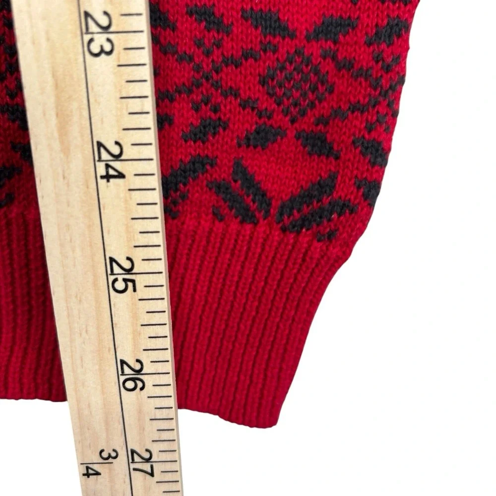 Chaps Sweater Mens L Red Charcoal Knit Winter Theme Preppy Grampcore Business‎